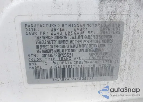 2019 Nissan Sentra S from USA, damaged, VIN 3N1AB7AP2KY208251